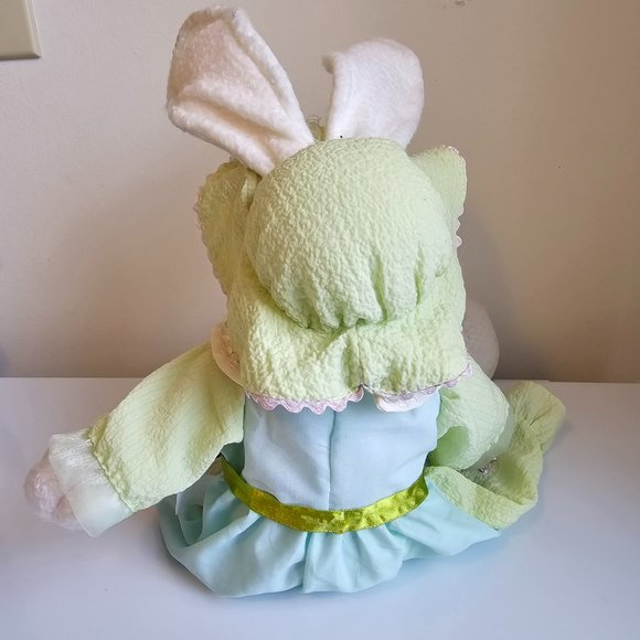 Decorative Easter Bunny Rabbit Plush White Green Floral Embroidered Dress 23" - Picture 7 of 12